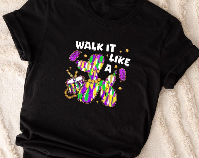 Not Real Glitter Mardi Gras Shirt, Walk it Like a Dog Mardi Gras Shirt, Retro Mardi Gras Sweatshirt, Fleur De Lis T-Shirt, Louisiana Shirt