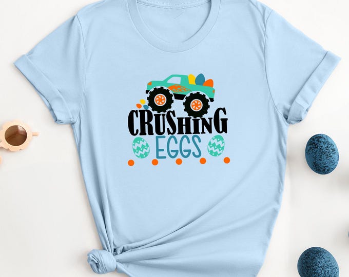 Easter Monster Truck Shirt - Crushing Eggs Boys Easter Sweatshirt - Toddler Easter Outfit - Kids Easter Tee - Fun Easter Truck Gift