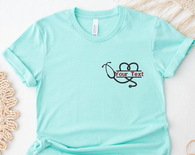 Embroidered Nurse Shirt, Embroidered Nursing Pocket Shirt, Embroidered Registered Nurse Shirt, Nursing School Shirt, Gift For Nurse Shirt