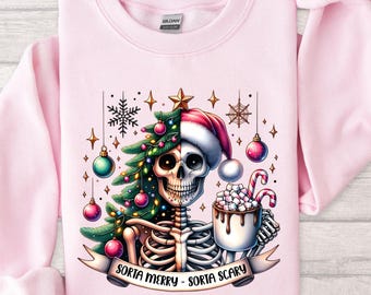 Sorta Scary&#39; Skeleton Christmas Sweatshirt, Sorta Scary Skeleton Christmas Shirt, Perfect for Adding a Unique Touch to Your Holiday Wardrobe