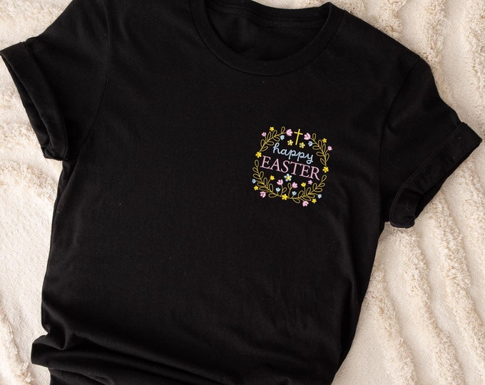 Happy Easter Embroidered Sweatshirt, Bunny Sweat, Embroidery Sweatshirt, Easter Sweater, Easter Gift, Happy Easter Embroidery Sweatshirt