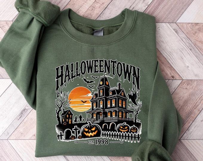 Spooky Halloweentown Sweatshirt, Vinttage Style Haunted House Sweatshirt for Halloween Lovers, Halloweentown Shirt, Halloweentown Sweatshirt