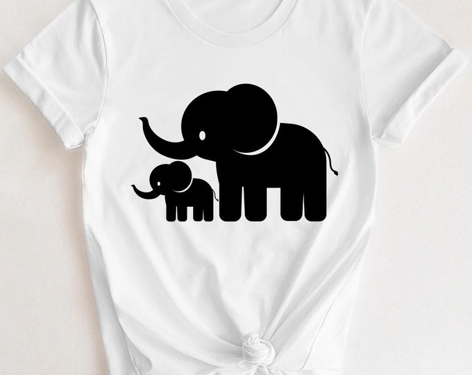 Matching Elephant Sweatshirt for Mom and Child, Mommy and Me Outfit, Mother Baby Animal Shirt, Minimalist Family Look, Elephant Mom Gift