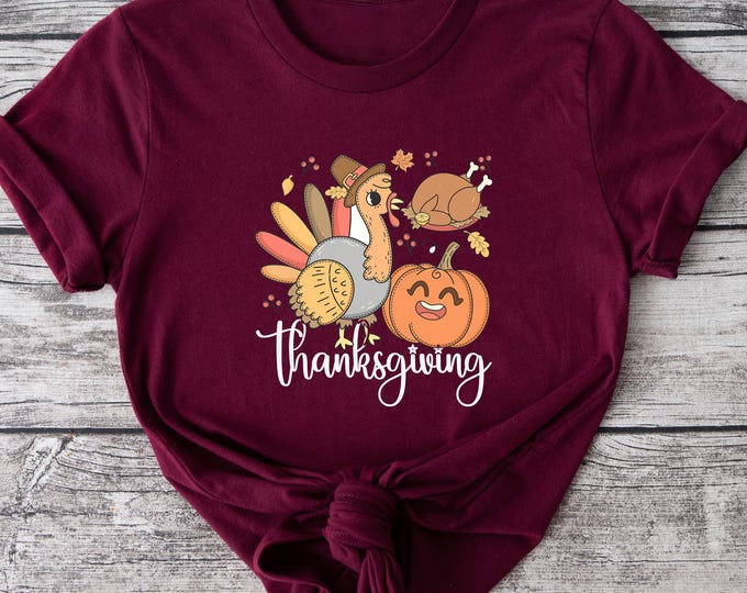 Thanksgiving Shirt, Pumpkin Shirt, Thankful T-shirt, Thanksgiving Funny Shirt, Fall Shirt for Women, Turkey Shirt, Cute Thanksgiving Shirt