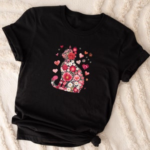 Valentine Cat Sweatshirt, Floral Valentine Shirt, Cat Lover T-shirt, Valentine Cute Shirt, Heart Love Cat Valentine Sweatshirt, Cute Cat Tee