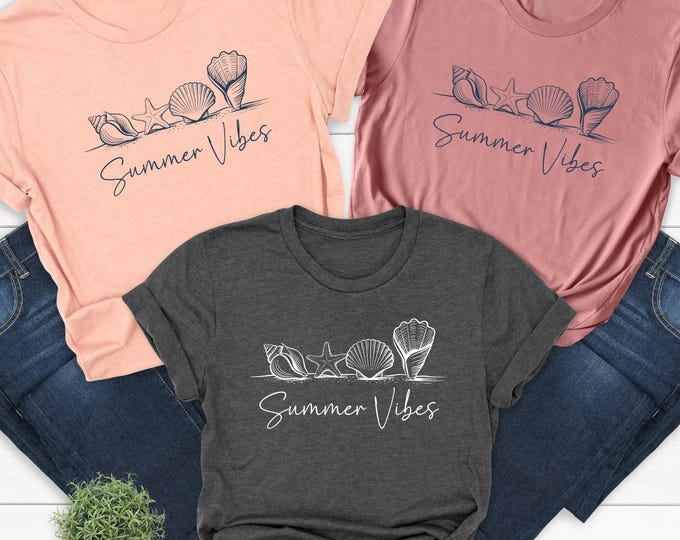 Summer Vibes Shirt, Colorful Retro Beach Tee, Cute Sun and Waves Graphic Top, Vacation Outfit, Sunny Day Shirt, Aesthetic Summer Crewneck