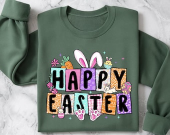 Happy Easter Bunny Shirt, Colorful Happy Easter Sweatshirt, Easter Family Matching Gift