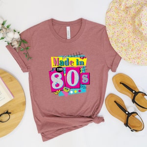 Retro &#39;Made in the 80s&#39; Graphic Tee, 80s Nostalgia T-Shirt, Vintage 80s Style Unisex Shirt, Fun 80s Themed Gift, Neon Colors Retro Vibes Tee