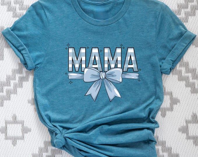 Stylish Mama Shirt, Blue Bow Mama Shirt, Unique Mothers Day Gift, Comfy and Trendy Mom Apparel for Everyday Fashion, Mama Gift Sweatshirt