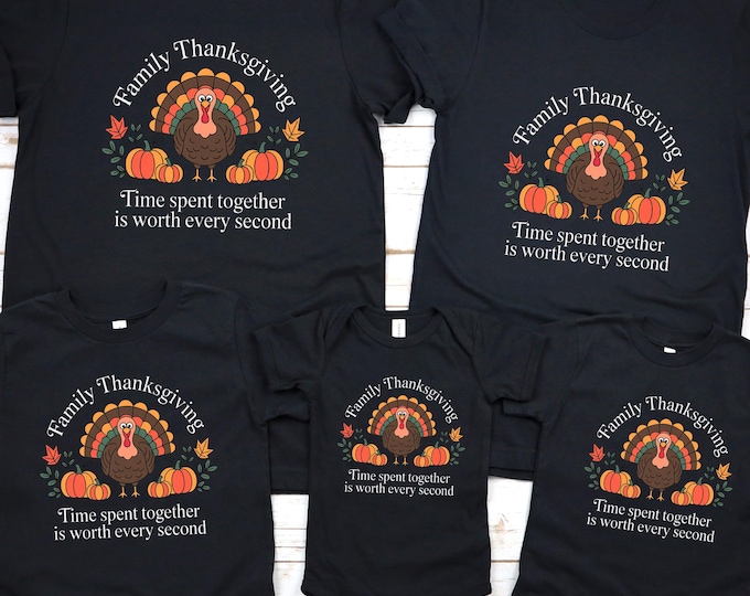 Matching Family Thanksgiving Shirts Set, Cute Turkey Pumpkin Fall Outfit, Family Holiday Gathering Clothes, Mommy Daddy Kids Baby Bodysuit