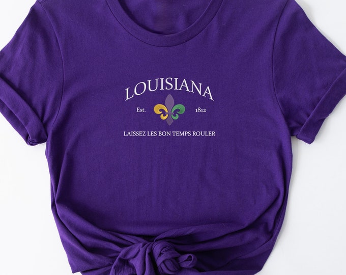 Louisiana Party Embroidery Sweatshirt, Louisiana Laissez Les Bon Temps Rouler Shirt, Mardi Gras Festival Crewneck, Louisiana Est 1982 Shirts