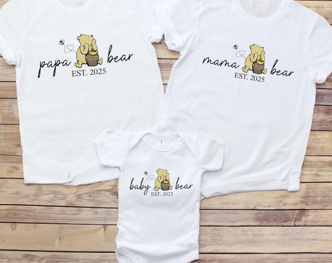 Mama and Baby Bear Shirt, Mama Tee, Baby Shirt, Family Matching Shirt, Papa Shirt, Winnie The Pooh Mama T-shirt, Mama Baby Matching Shirt