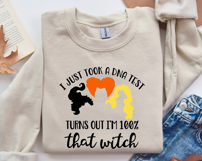Witchy DNA: 100% Halloween Magic Sweatshirt, Trick Or Treat Sweatshirt, Women's Spooky Tee - Perfect Halloween Gift, Fun Halloween Shirt