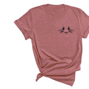 Embroidered Cat Face Sweatshirt - Cute Kitty Whiskers Crewneck - Cozy Gray Pullover - Minimalist Cat Lover Gift, Aesthetic Animal Sweater