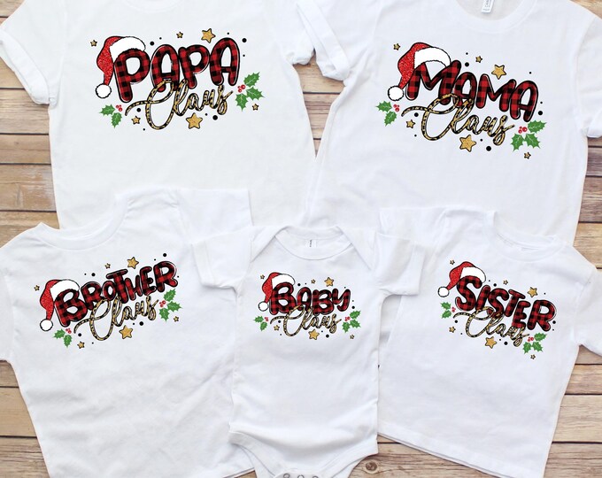 Christmas Family Matching Shirt, Papa, Mama, Brother, Sister, Baby Claus, Festive Family Christmas Gift Shirt, Perfect for Christmas Holiday