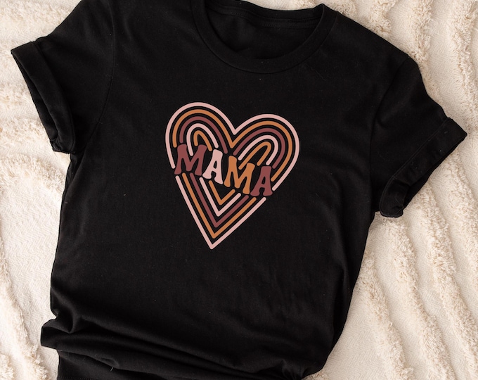 Retro Mama Sweatshirt - Boho Heart Crewneck - Aesthetic Mom Shirt - Cute Mother's Day Gift - Neutral Oversized Sweater - Cozy Mama Pullover