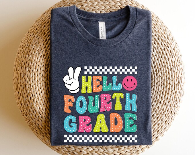 Hello Fourth Grade Shirt, Back To School Shirt, Fine School Shirt, First Day Of School Baseball Tee - 4th Grade Shirt - Fourth Grade Gift
