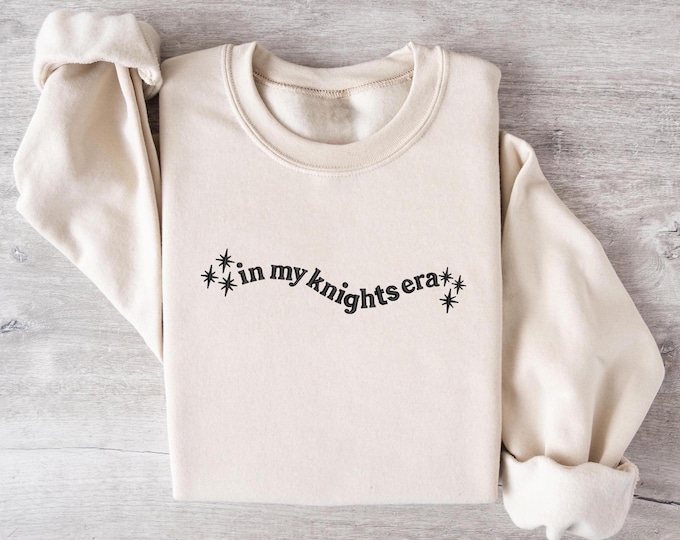 In My Knights Era Embroidered Sweatshirt, Medieval Aesthetic T-shirt, Fantasy Embroidery Sweater, Vintage Gothic Shirt, Retro Knightcore Tee