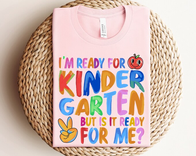 Kindergarten Ready Shirt - Cute and Colorful First Day of School T-Shirt - Fun Back to School Outfit - Unisex Kids Graphic Shirt, School Tee