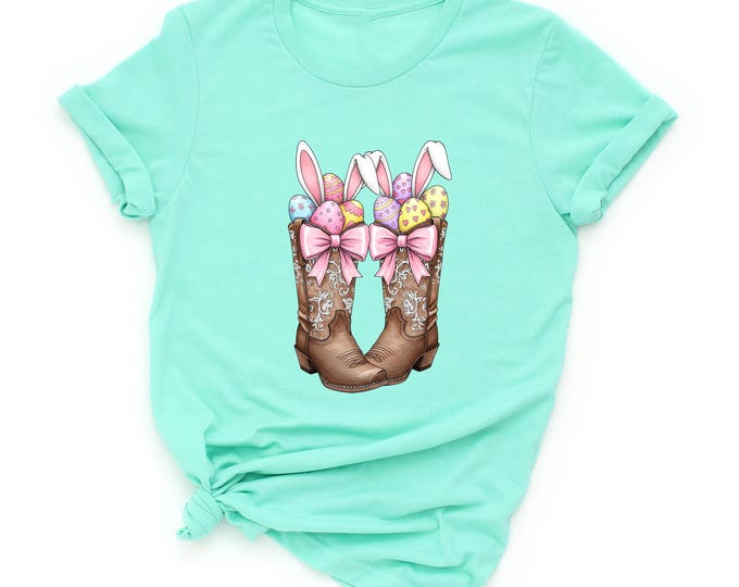 Howdy Easter Shirt, Cowboy Boots Easter Coquette Sweatshirt, Western Easter Bunny Tee, Happy Easter T-shirt, Funny Easter Shirt, Easter Gift