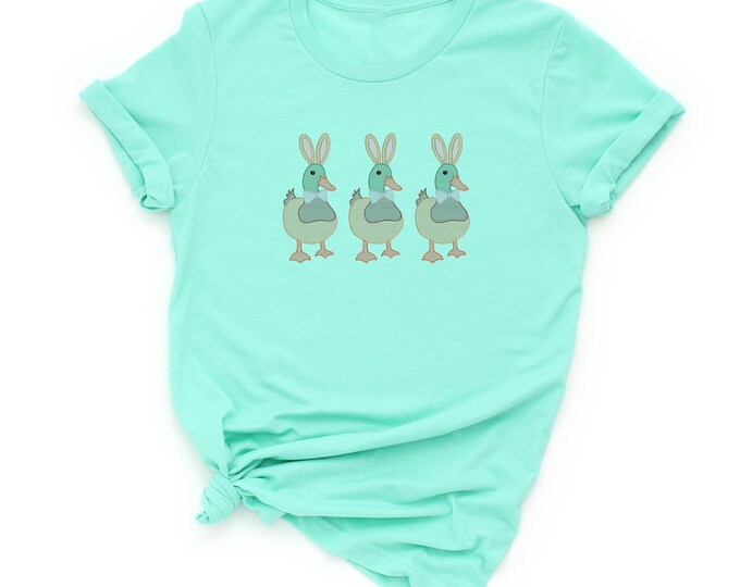 Bunny Duck Embroidered T-Shirt - Cute Easter Farm Animal Shirt - Spring Pastel Aesthetic Shirt - Funny Duck Bunny Hybrid Graphic Sweatshirt