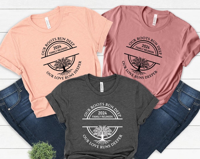 Personalized Family Tree Shirt, Our Roots Run Deep But Our Love Runs Deeper, Family Reunion Shirt, Tree With Roots TShirt, Gift For Family