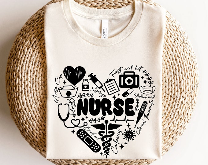 Nurse Heart Shirt, Nurse Shirt, Nurse Gift, Gift For Nurse, Nurse Appreciation, Nursing School Shirt, Cute Nurse Tee, Nurse Graduation Gift