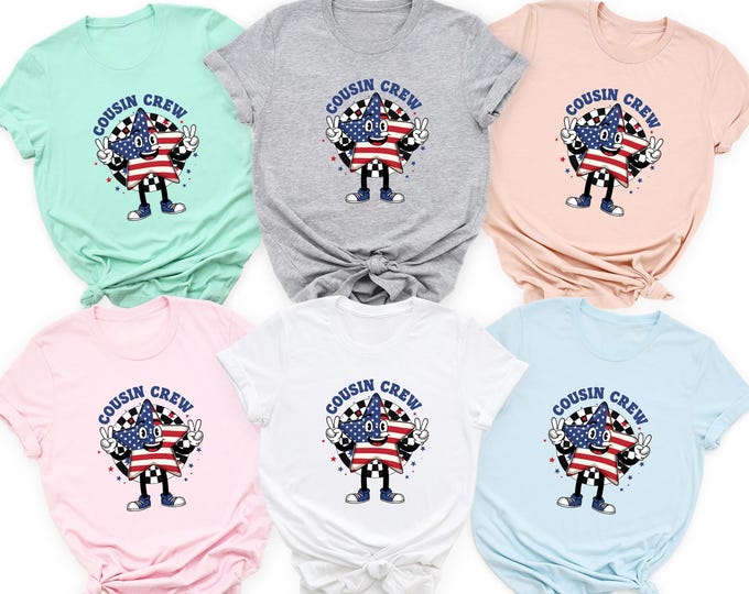 4th of July Cousin Crew Shirt, Matching Family Patriotic Shirts, Red White Blue USA Tee, Independence Day Outfit, July 4th Group Shirts
