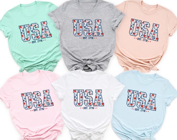 USA 1776 T-Shirt, 4th of July Patriotic Shirt, Vintage American Flag Tee, Red White Blue Top, Independence Day Tee, Family Matching USA Tee