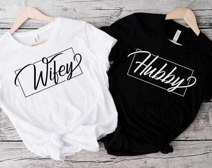 Hubby and Wifey Shirt Set, Couple Matching Shirts, Wedding Gift, Anniversary Present, Cute His and Hers Tees, Bride and Groom Gift,
