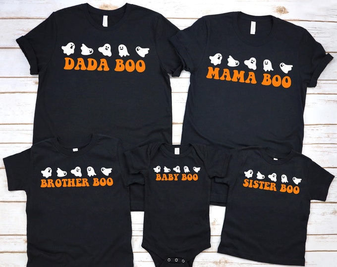 Family Ghost T-Shirt Set - Matching Halloween Outfits For Family Set, Boo Shirt Set For Family, Halloween Apparel, Spooky Family Set Shirt