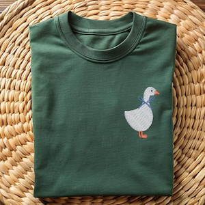 Cute Embroidered Duck Sweatshirt, Goose and Daisy Embroidered Crewneck ,Funny Shirt, Silly Goose, Animal Lover Gift, Embroidered Duck Shirt