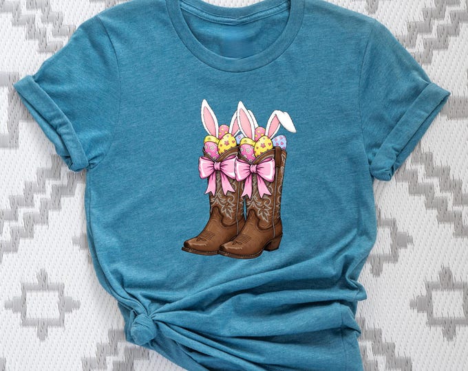 Howdy Easter Shirt, Cowboy Boots Easter Coquette Sweatshirt, Western Easter Bunny Tee, Happy Easter T-shirt, Funny Easter Shirt, Easter Gift