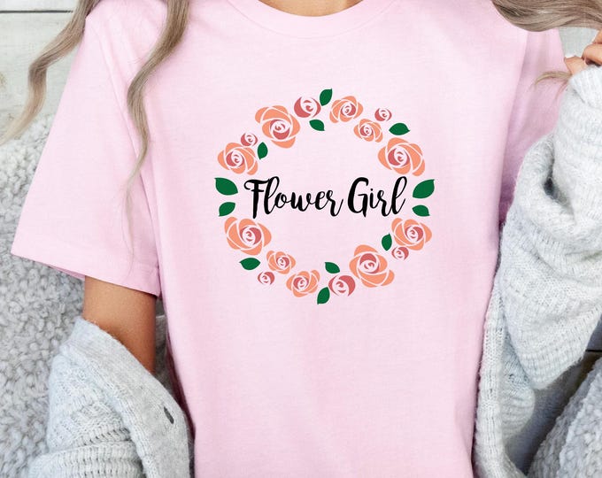 Flower Girl Shirt, Flower Girl Sweatshirt, Wedding Shirt, Floral Gift Shirt, Gift for Her, Bridal Gift Tee, Flower Girl Wedding Party Shirts