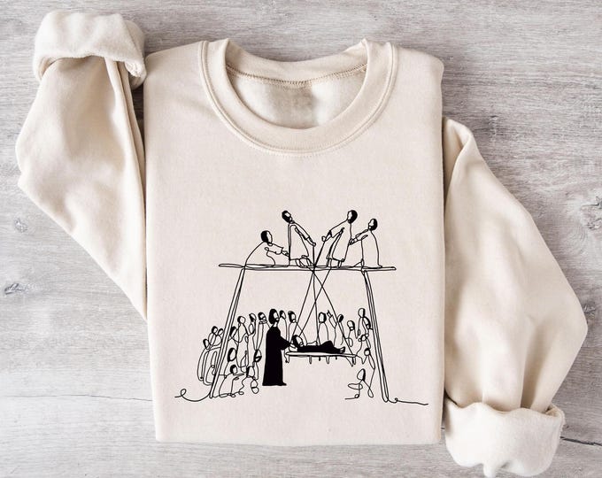 Minimalist Jesus Crucifixion Sweatshirt, Christian Faith Line Art Shirt, Religious Easter Sweater, Spiritual God Gift, Faith Shirt Jesus Tee