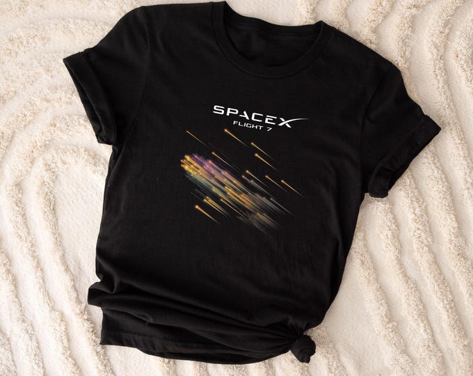 SpaceX Flight 7 Shirt, Astronaut Tee, Rocket Launch T-Shirt, Space Lover Gift, Galaxy Shirt, Meteor Shower Shirt, Cosmic Space Sweatshirt