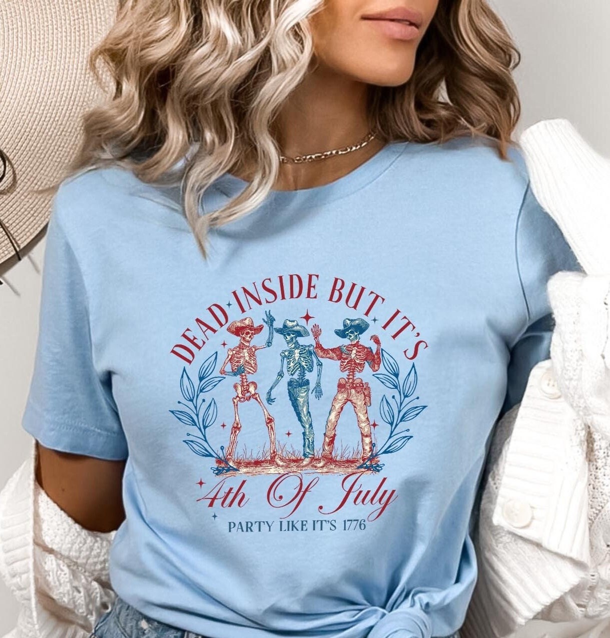 Dead Inside But it's 4th Of July Shirt, Dancing Skeleton Shirt, Party Like It's 1776 Shirt, 4th of July Tee, Patriotic Shirt, 4th of July