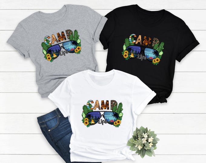 Camping Shirt For Women, Camp Life Shirt, Summer Adventure Tee, Outdoors Graphic Tee, Western Desert Shirt, Nature Lover Gift, Camping Shirt