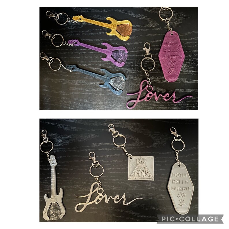 3D Printed Music Keychains Clips Charms Guitar Pick Holders Taylor
