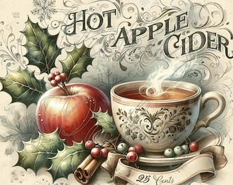 Heißer Apfelwein Bundle, 4 Styles, Bauernhaus, Sofort Download, Printable, Sublimation Decoupage Dosen Etiketten