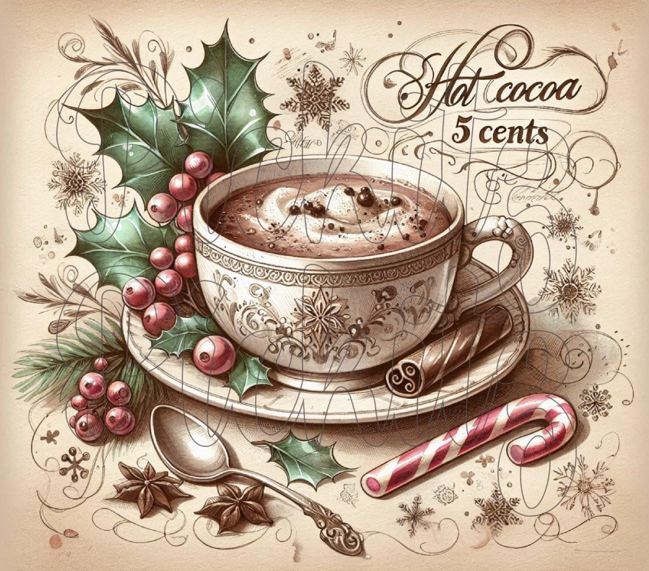 Hot Cocoa Bundle, 4 Styles, Farmhouse, Instant Download, Printable, Sublimation Decoupage Cans Labels