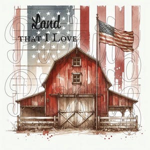 Land that I Love, Patriotic, Primitive Farmhouse, Instant Download, Printable, Sublimation Decoupage Cans Labels