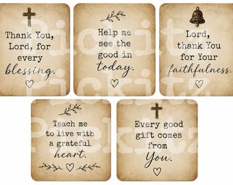Prayer Cards, 7 Sets, Primitive Farmhouse, Instant Download, Printable 8x8, Sublimation Decoupage Cans Labels