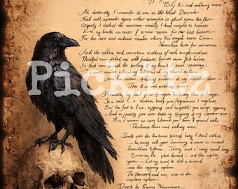 The Raven, Primitive Farmhouse, Instant Download, Printable 8x8, Sublimation Decoupage Cans Labels