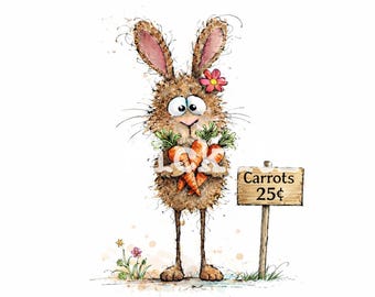 Bunnies with Carrots, 2 Styles, Rabbit, Farmhouse, Instant Download, Printable 8x8, Sublimation Decoupage Cans Labels