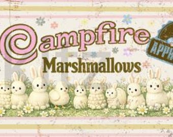 Marshmallow Easter, 2x10  inch Primitive Farmhouse, Instant Download, Printable, Sublimation Decoupage Cans Labels