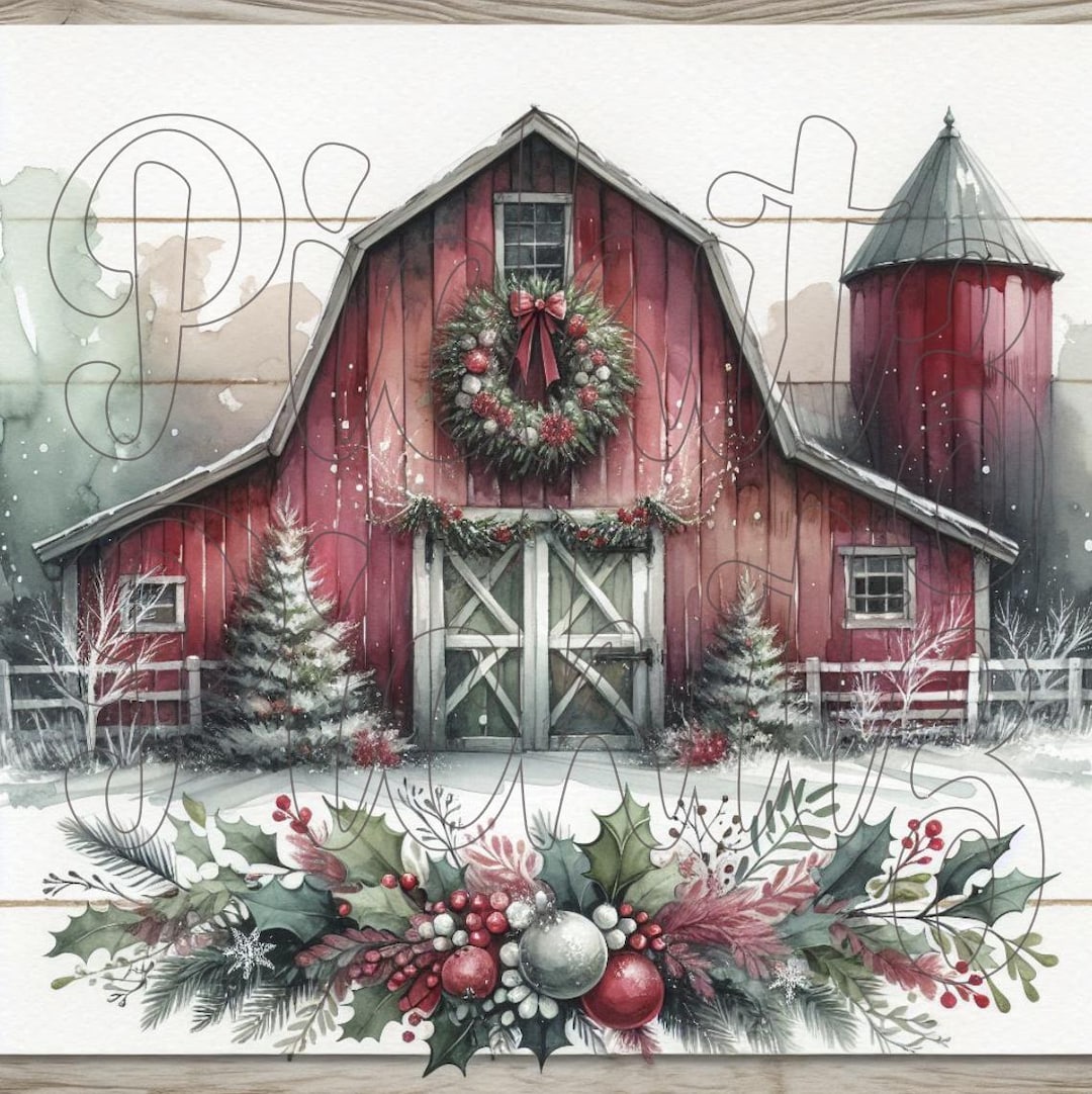 Christmas Barn Scene Bundle, 4 Styles, Primitive Farmhouse, Instant ...
