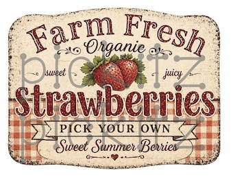 Strawberry Jam Labels, 2 Styles Primitive Farmhouse, Instant Download, Printable 8x8, Sublimation Decoupage Cans Labels