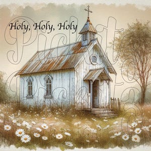 Old White Church Bundle, 3 Styles, Primitive Farmhouse, Instant Download, Printable 8x8, Sublimation Decoupage Cans Labels