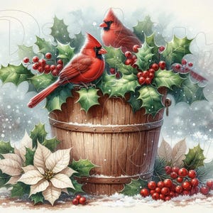 Weihnachtskardinäle Bundle, 3 Styles, Bauernhaus, Sofort Download, bedruckbare 8 x 8 Sublimation Decoupage Dosen Etiketten